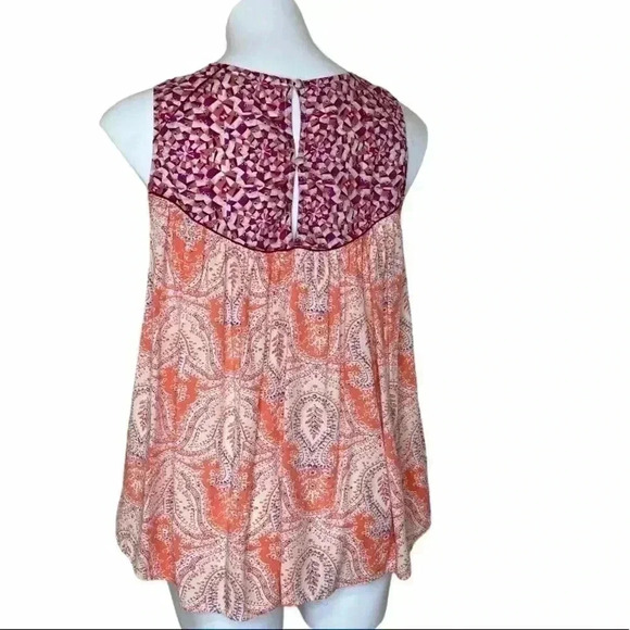 Umgee USA flowing boho bohemian tank top flowey keyhole  back size small - Picture 3 of 4